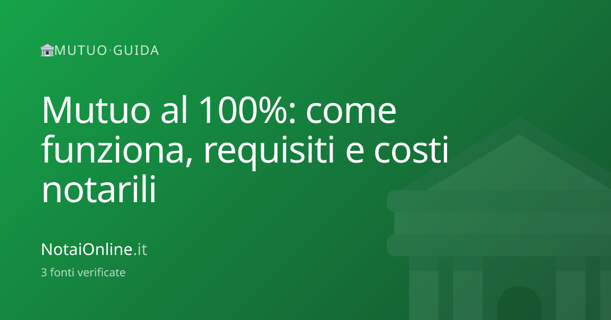 Mutuo 100%: requisiti, garanzie e costi notarili | NotaiOnline.it